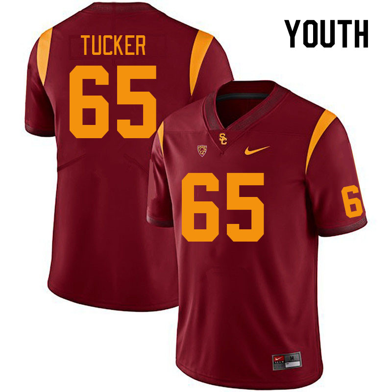 Youth #65 Grant Tucker USC Trojans College Football Jerseys Stitched Sale-Cardinal